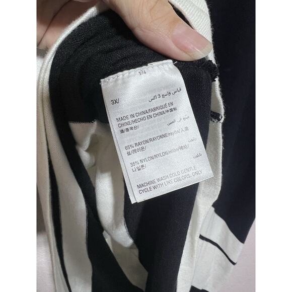 Alfani Plus Size 3XL Asymmetrical Hem Striped Sweater Black $76 Black White - Picture 5 of 5